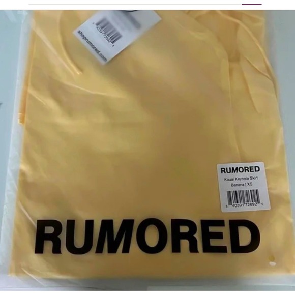 RUMORED Kauai Keyhole Midi Skirt in Banana Yellow XS-Satin - Picture 7 of 7